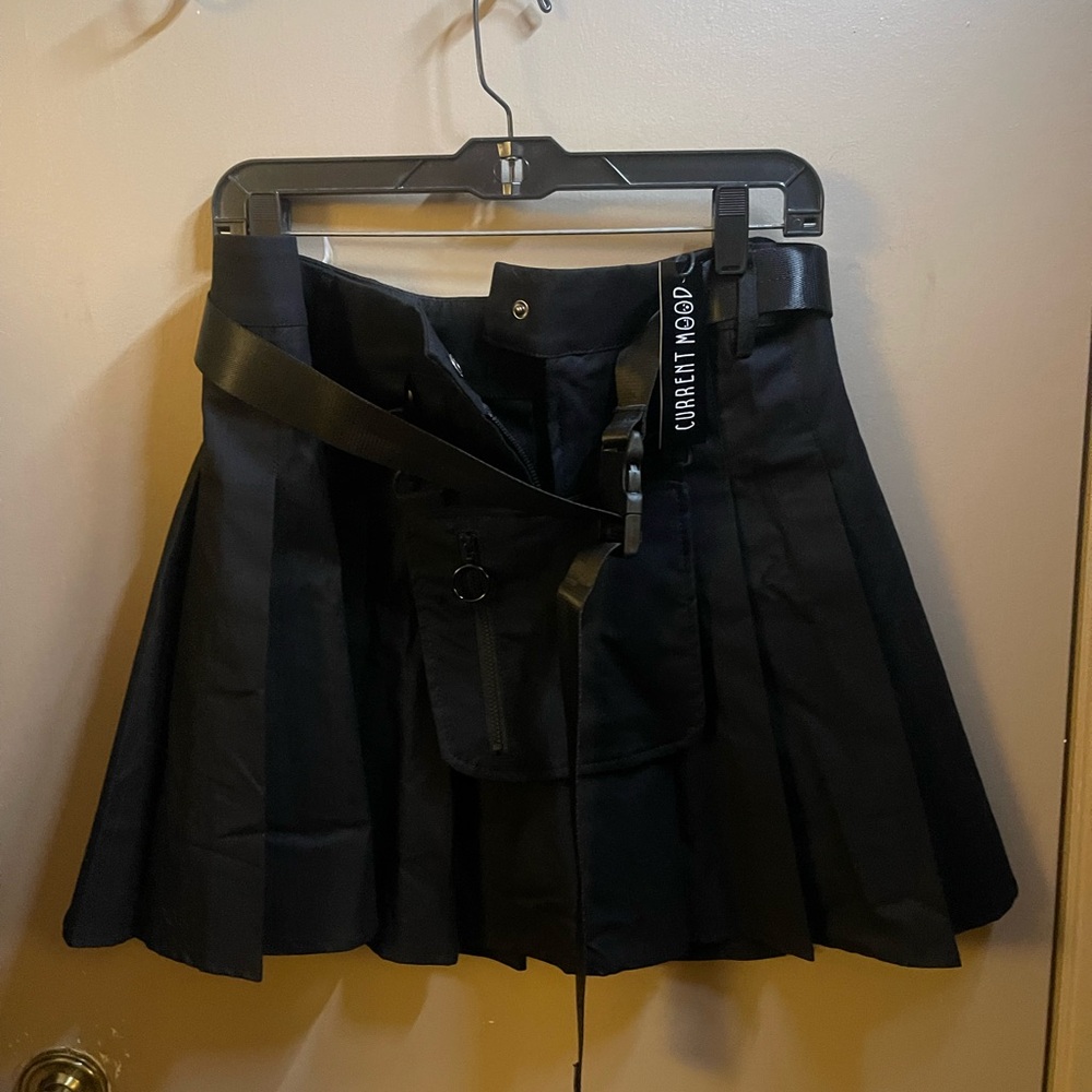 Current Mood Black Pleated Utility Skirt